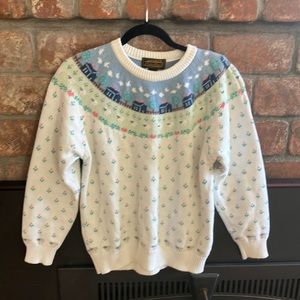 Farm style Vintage 80s Eddie Bauer Fair Isle Farm Cottagecore Knit Sweater Med